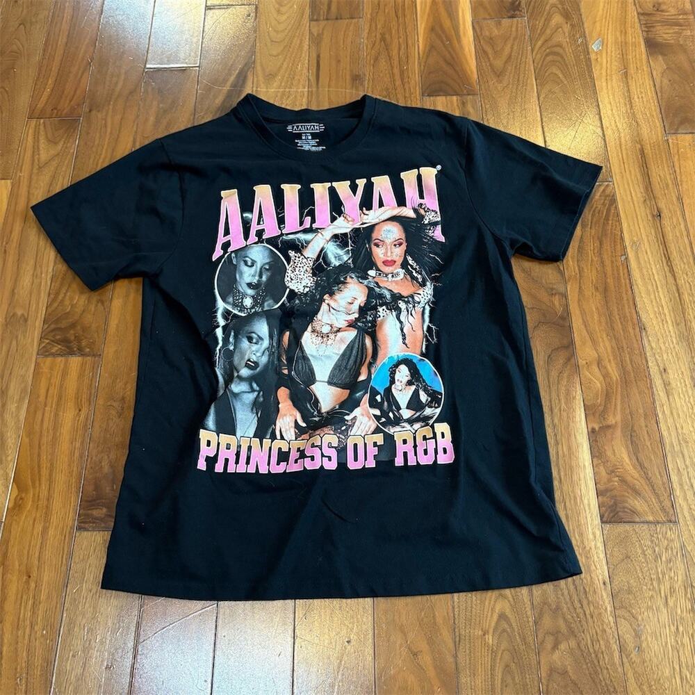 Hot Topic Aaliyah Princess of R&B T-Shirt Unisex Adults M Black Graphic